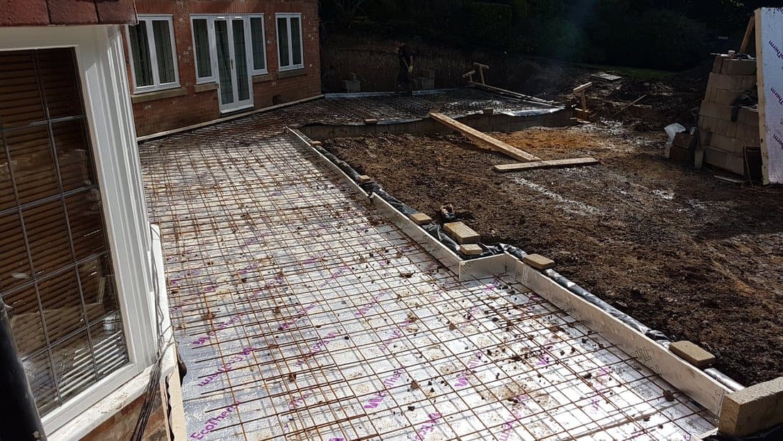 Steel reinforcement mesh laid for the ground floor slab