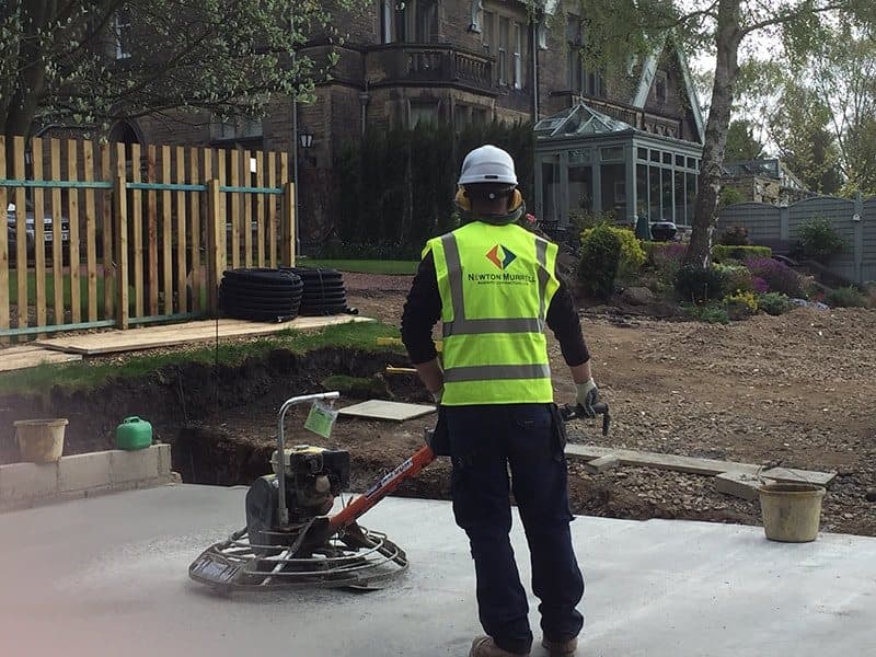 Power-floating a new concrete slab